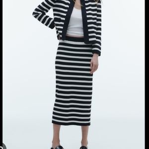 Zara striped knit midi skirt S